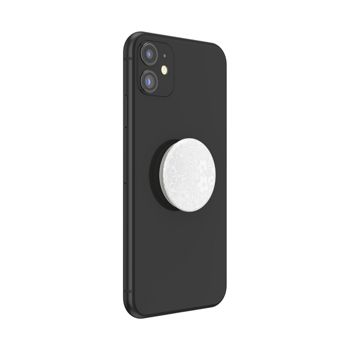 エレガント フラワー グロス 白 ポップグリップ, PopSockets