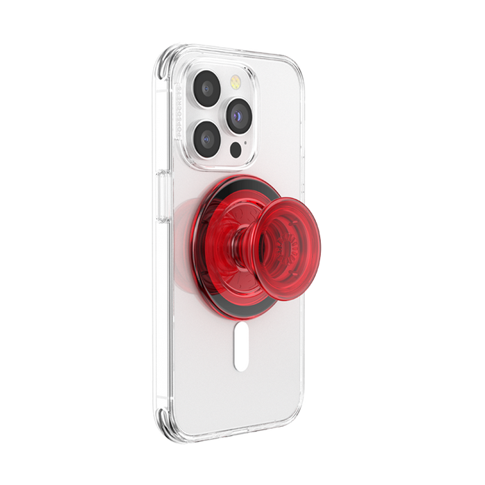 パッション レッド クリア MagSafe ラウンド ポップグリップ, PopSockets
