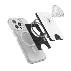 白 スーパー クリア MagSafe ポップウォレット+, PopSockets