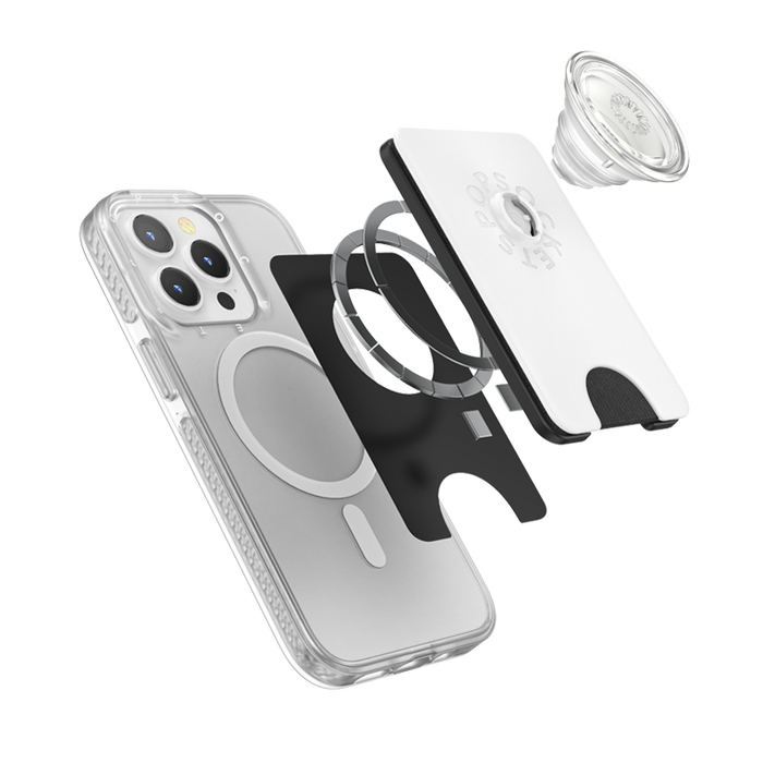 白 スーパー クリア MagSafe ポップウォレット+, PopSockets