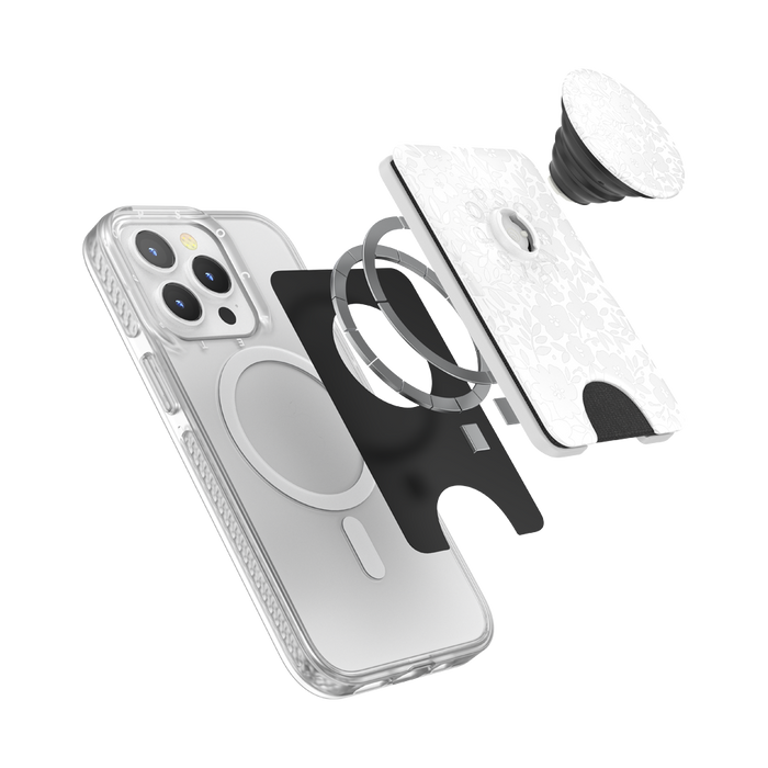 白いお花畑 MagSafe ポップウォレット+ (G1), PopSockets