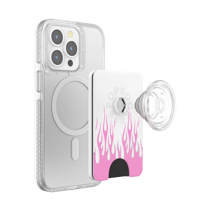 ピンク ファイヤー MagSafe ポップウォレット+, PopSockets