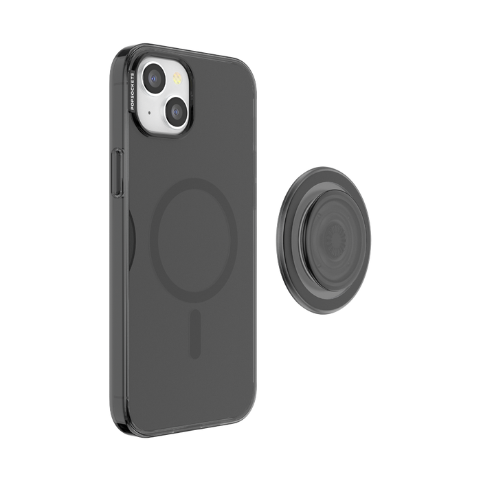 チャコール クリア MagSafe ポップケース（iPhone 15 Plus）, PopSockets